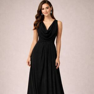 Stacees Black Cowl Neck Chiffon Evening Gown Prom Formal Dress Size M Never worn